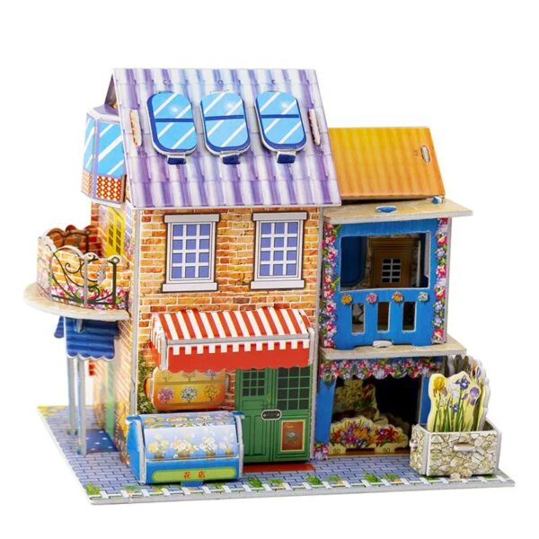 3D Puzzle Toy House for Adults Castle House Kids DIY Miniature Making Craft Activity Games Kit Building Set Model Project Dot School Assemble Home 3D Game Toys